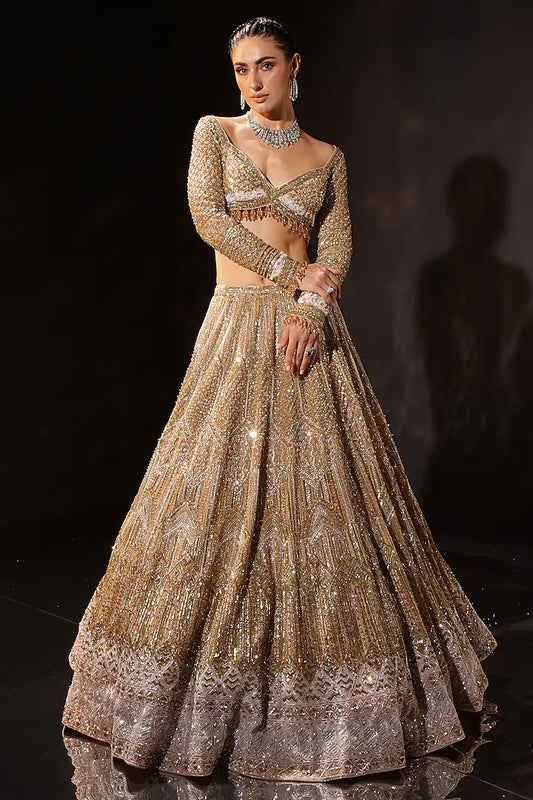 Gold Silk Embroidered Lehenga Set