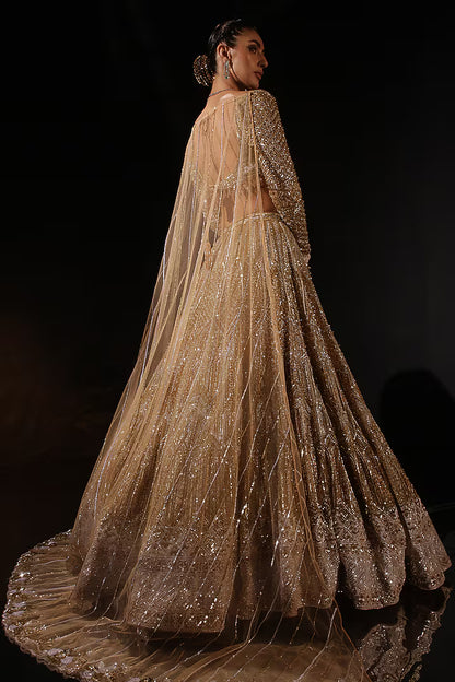 Gold Silk Embroidered Lehenga Set