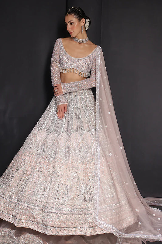 Light Pink Silk Embroidered Lehenga Set