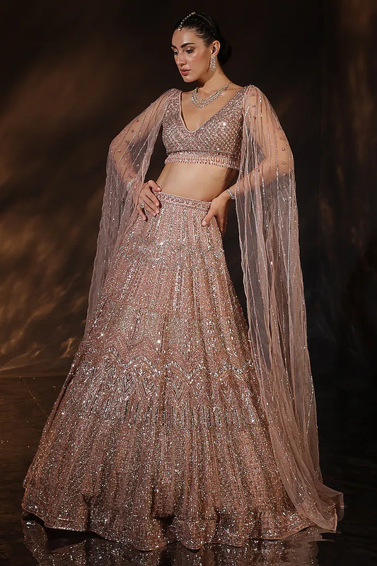 Pink Silk Embroidered Lehenga Set