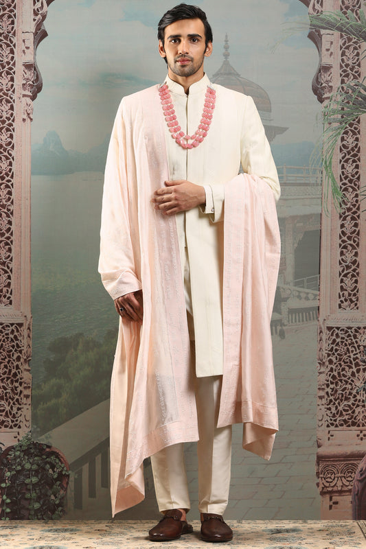 Blush Pearl Silk Embroidered Stole