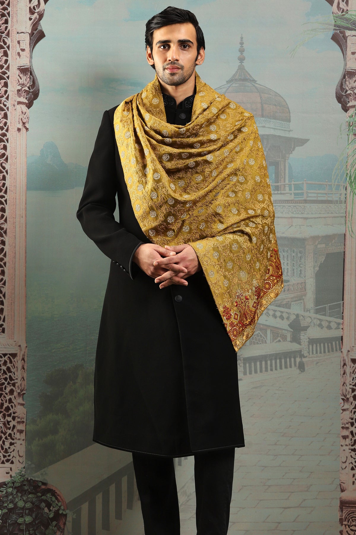 Meher Paisley Silk Embroidered Stole
