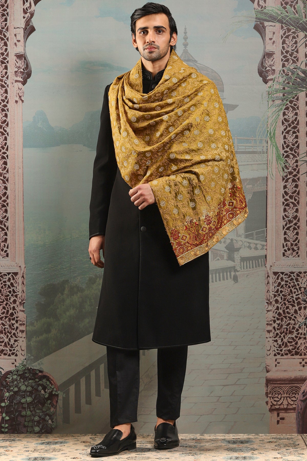 Meher Paisley Silk Embroidered Stole
