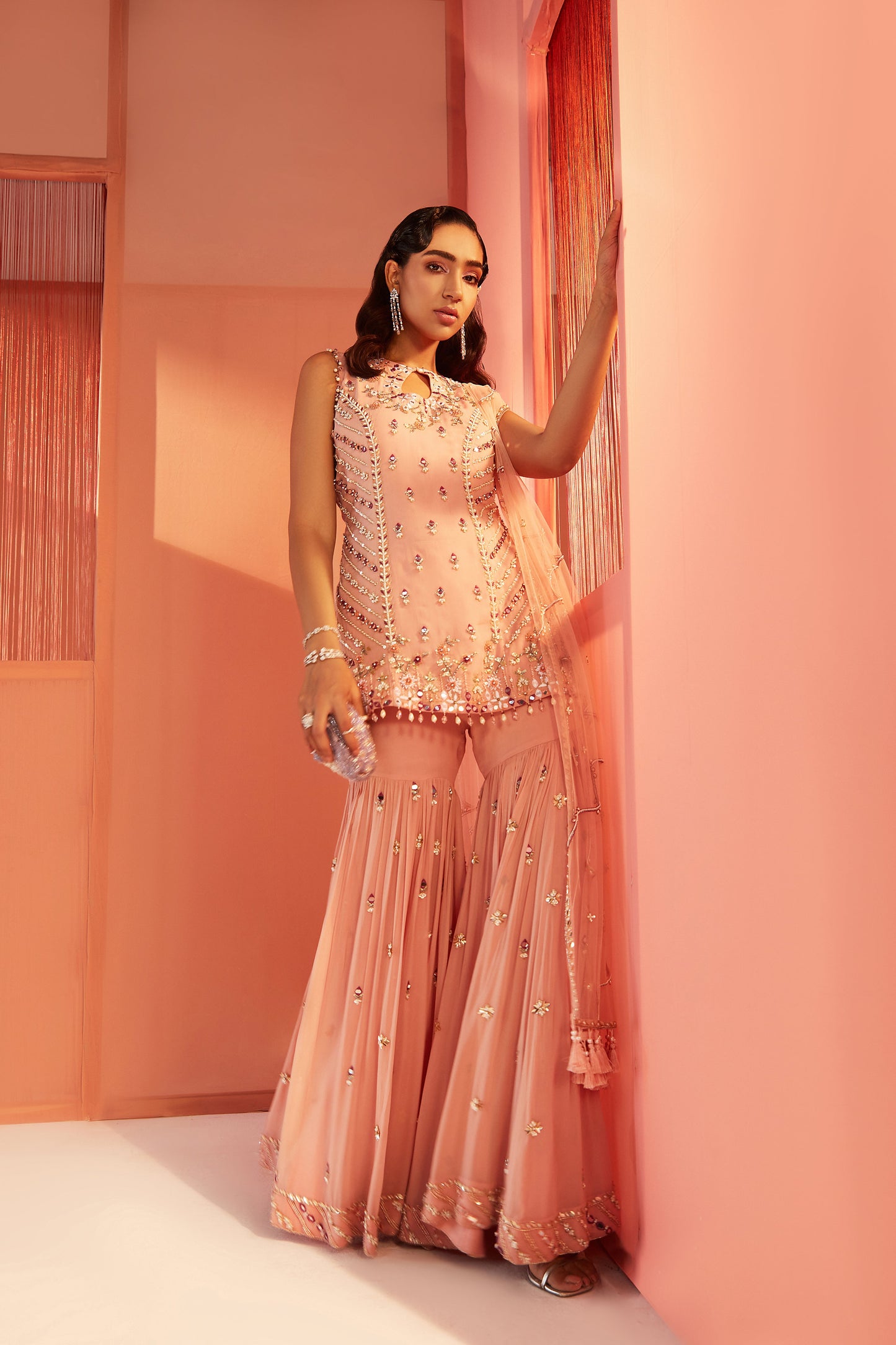 Dusty Pink Kurta and Sharara Set
