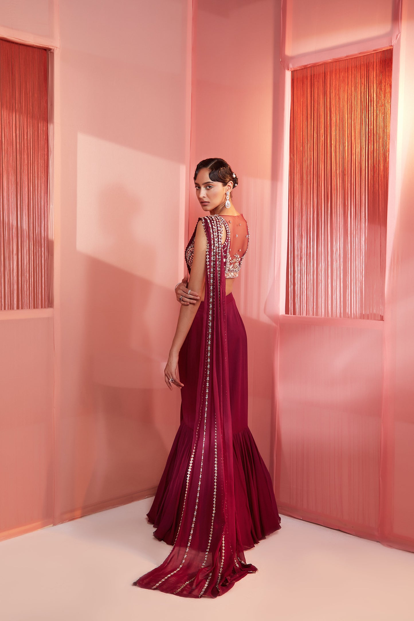 Plum Pre-Stitched Saree