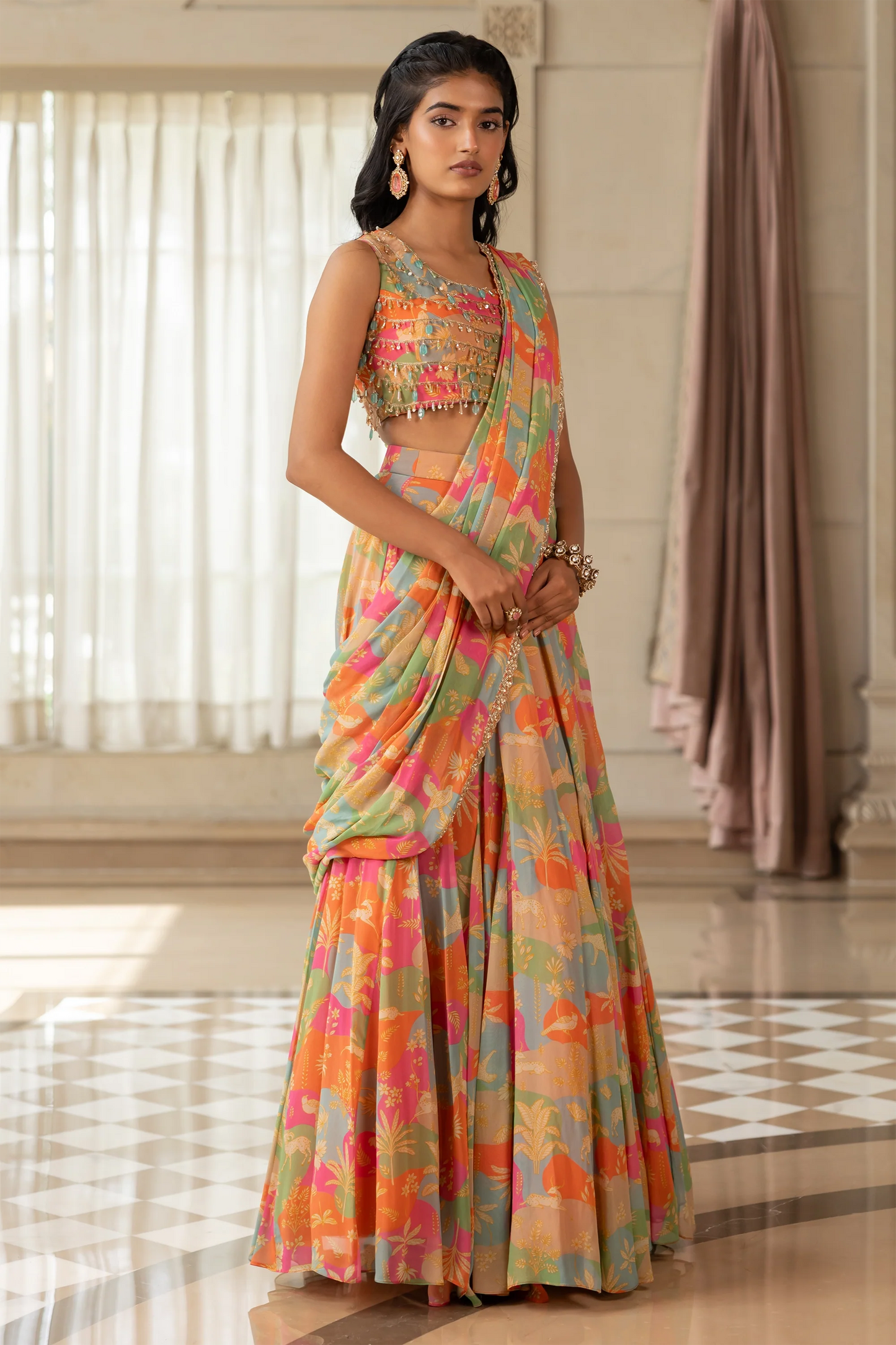 KIARA SAREE SET – MULTICOLOUR