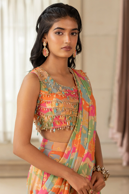 KIARA SAREE SET – MULTICOLOUR