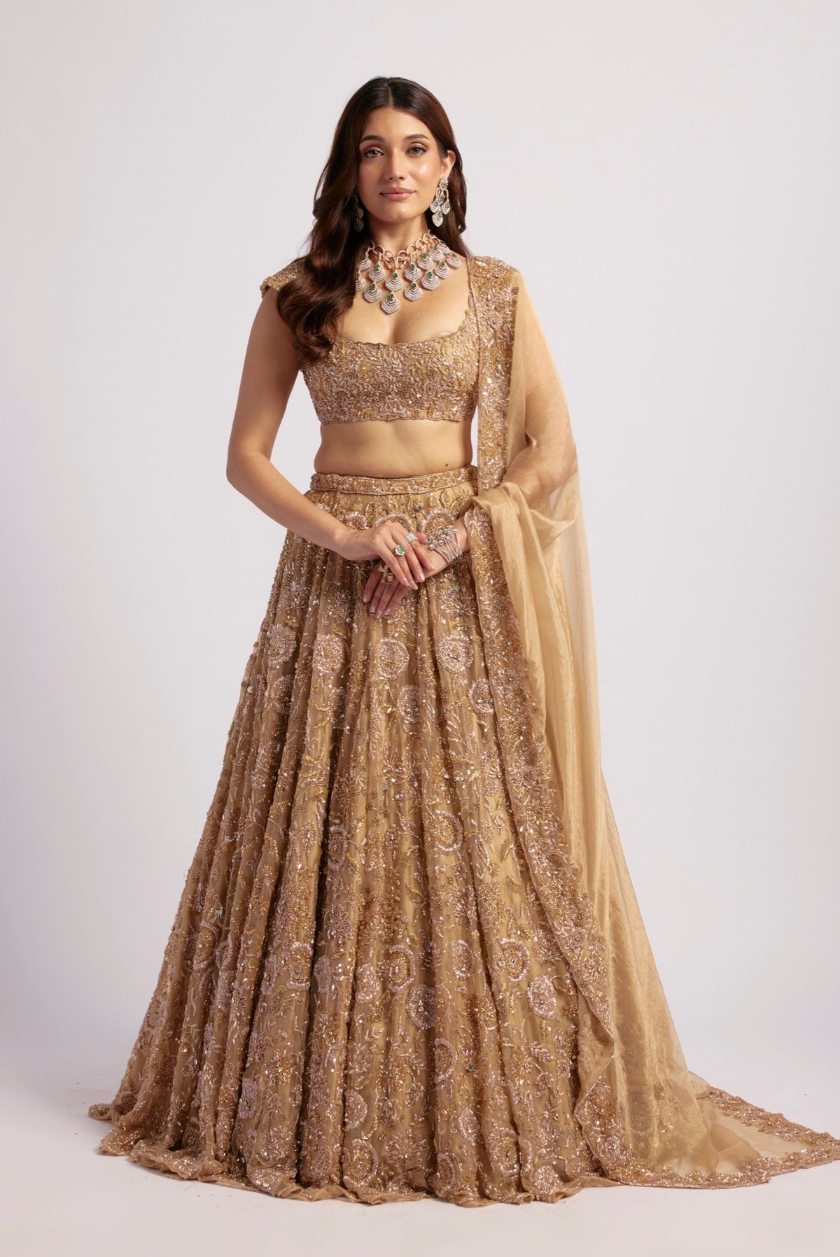 SAIRA LIGHT GOLD LEHENGA