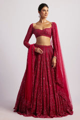 Ruhani Red Lehenga Set - front