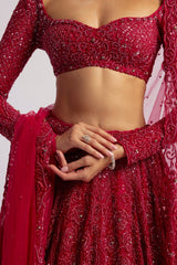 Ruhani Red Lehenga Set - view 2