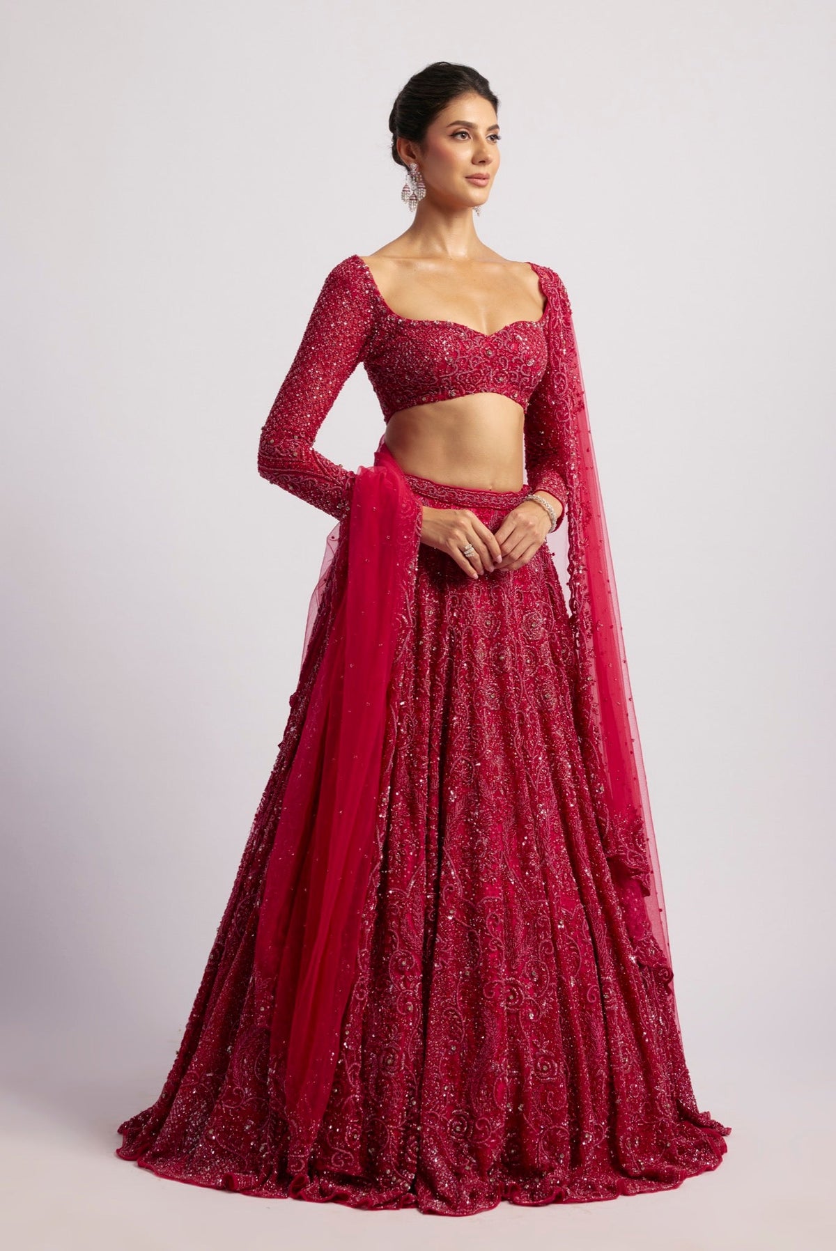 Ruhani Red Lehenga Set - view 3