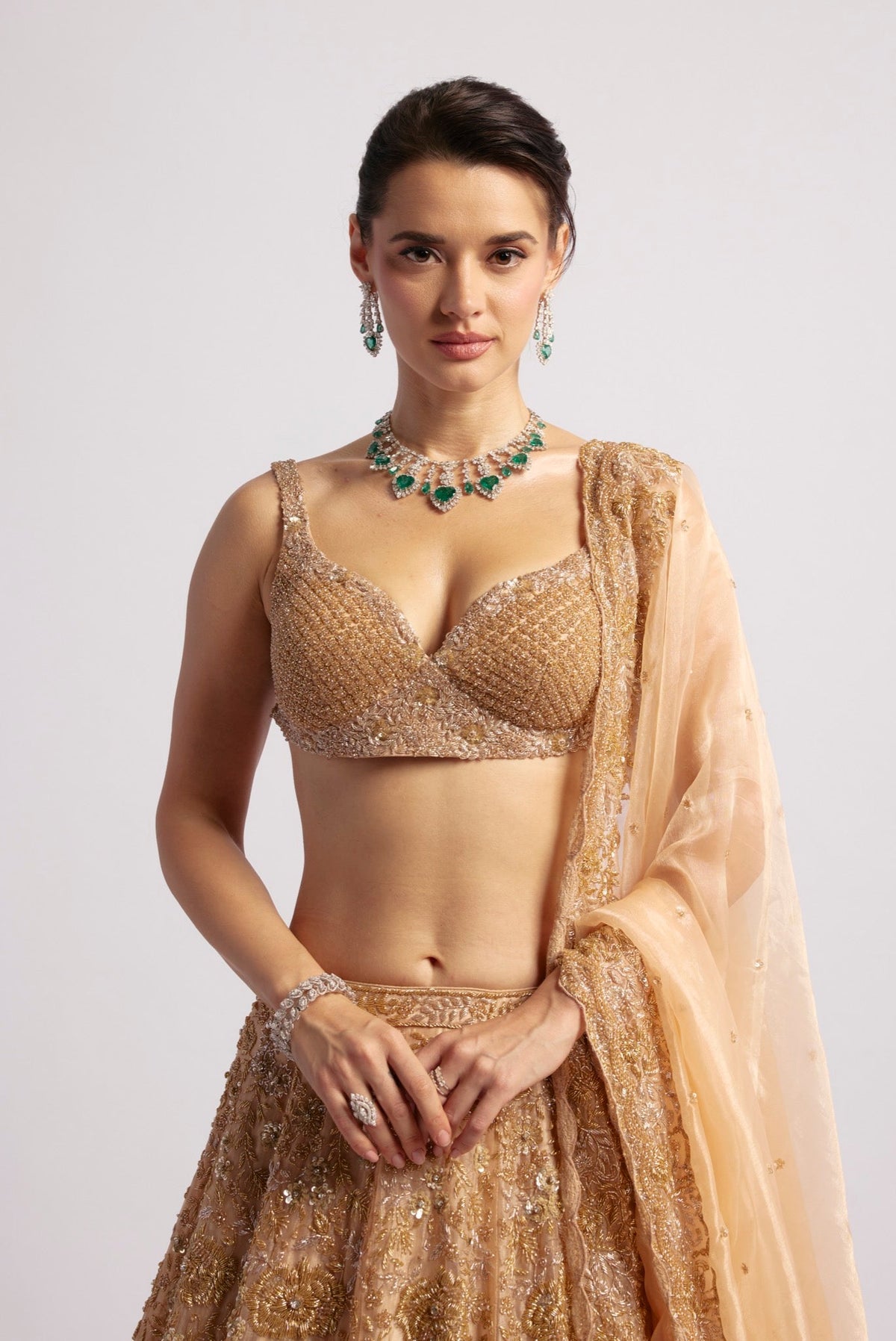 SUNEHRI PEACH LEHENGA