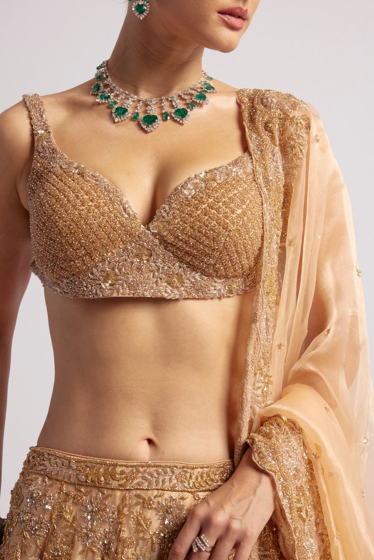 SUNEHRI PEACH LEHENGA