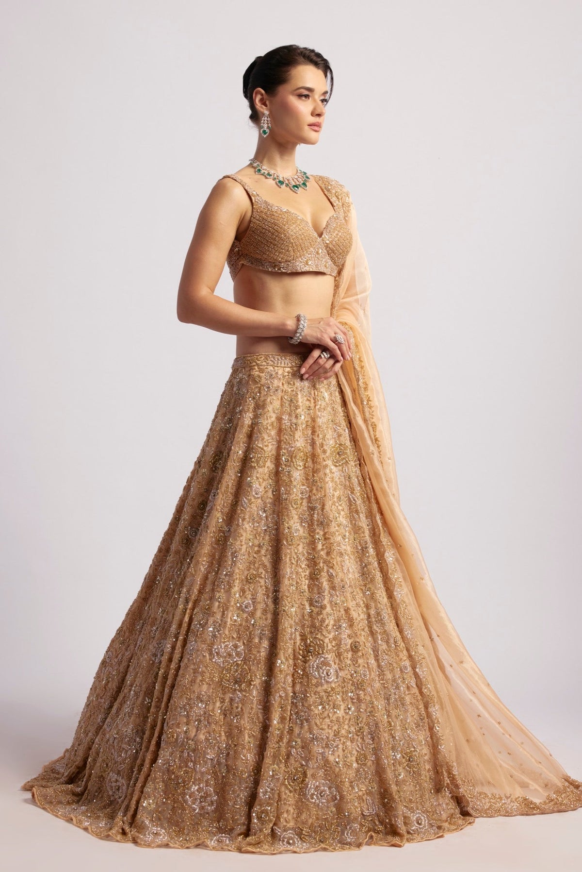 SUNEHRI PEACH LEHENGA