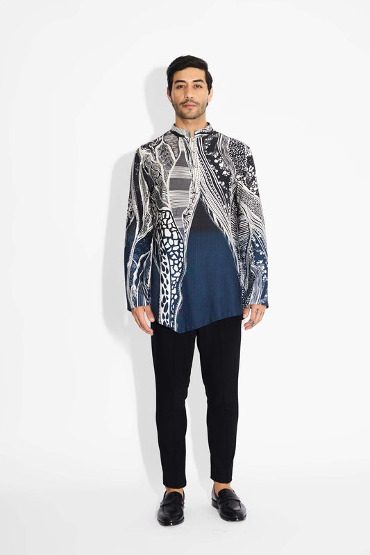 MORPH Black ombre short kurta