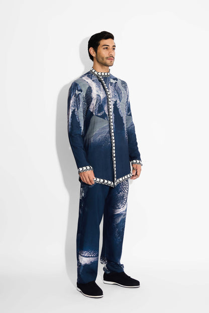 MORPH Blue Front Open Short kurta