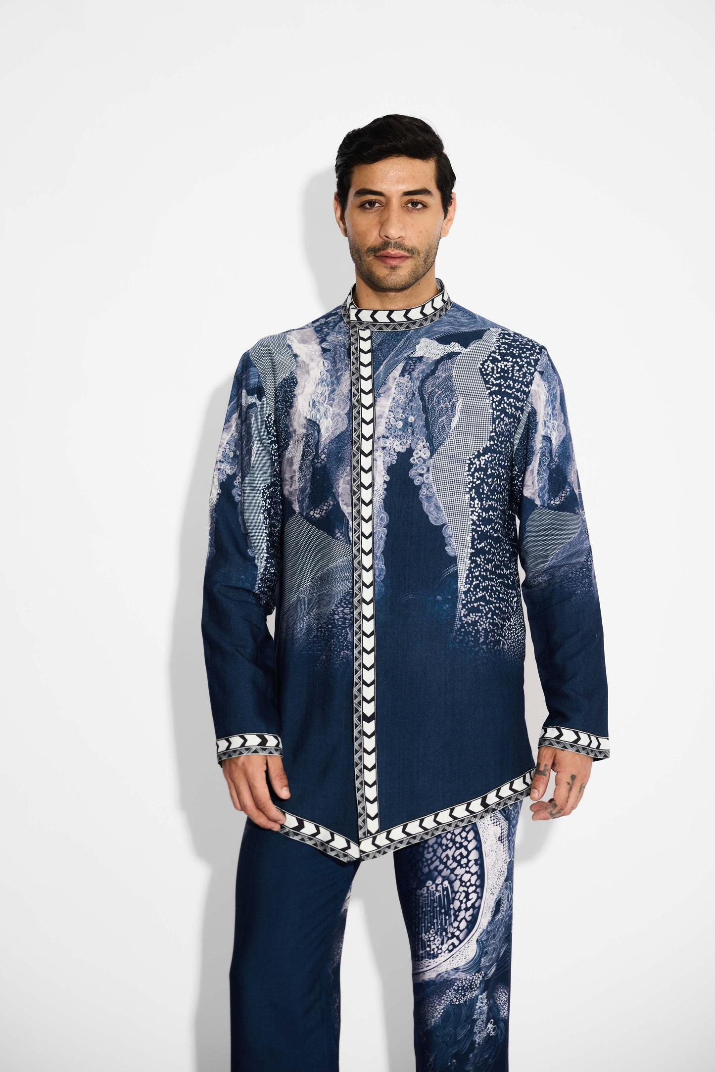 MORPH Blue Front Open Short kurta