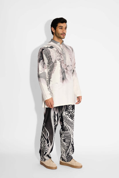 LUSH MORPH print Ivory Short kurta