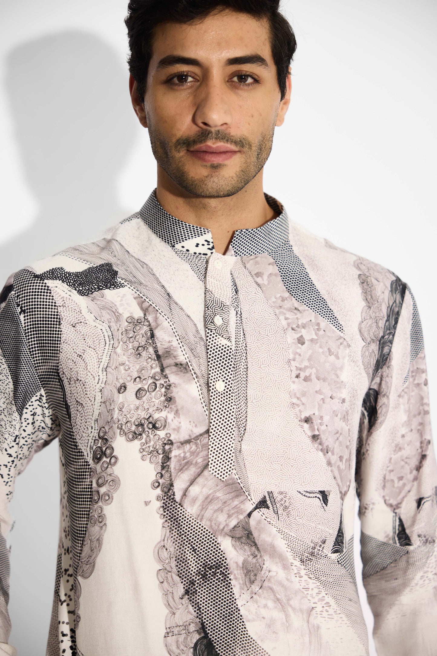LUSH MORPH print Ivory Short kurta