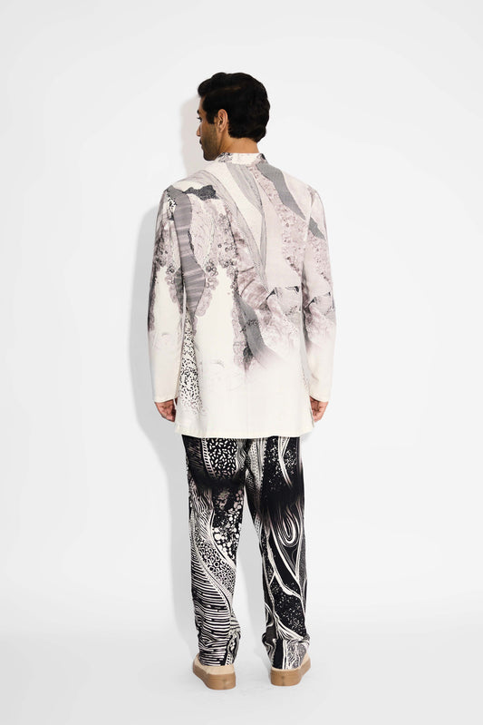 LUSH MORPH print Ivory Short kurta