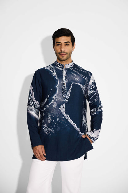 MORPH print Blue Short Kurta