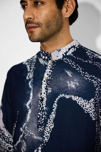 MORPH print Blue Short Kurta