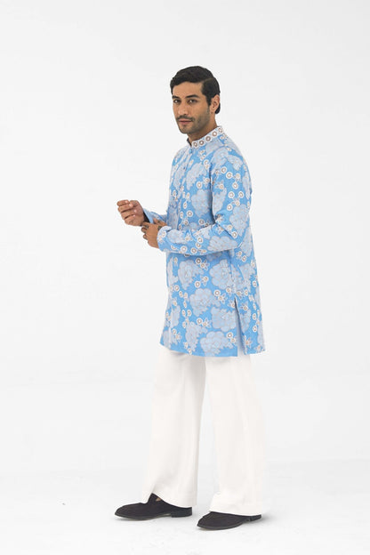 PETAL GRID frost blue kurta