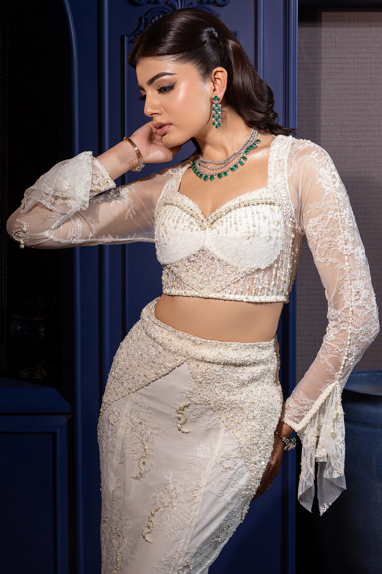 CREME MERMAID LEHENGA