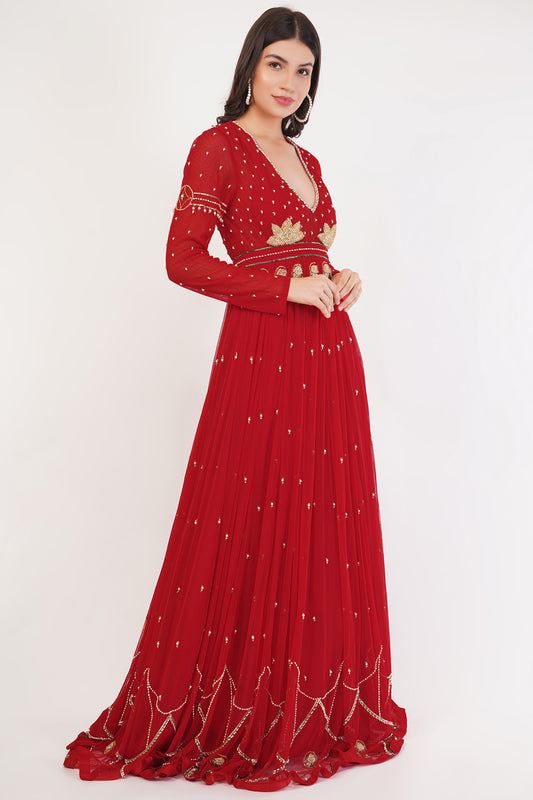 DUCHESS RED ANARKALI