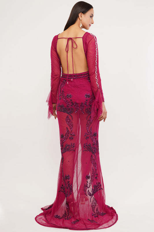 AUBERGINE CRYSTAL GOWN