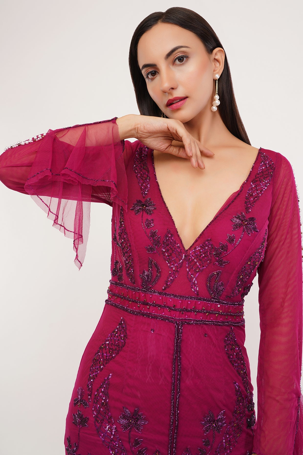 AUBERGINE CRYSTAL GOWN