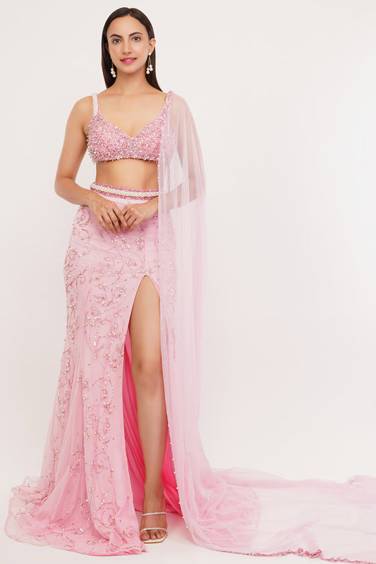 ROSE QUARTZ MERMAID LEHENGA