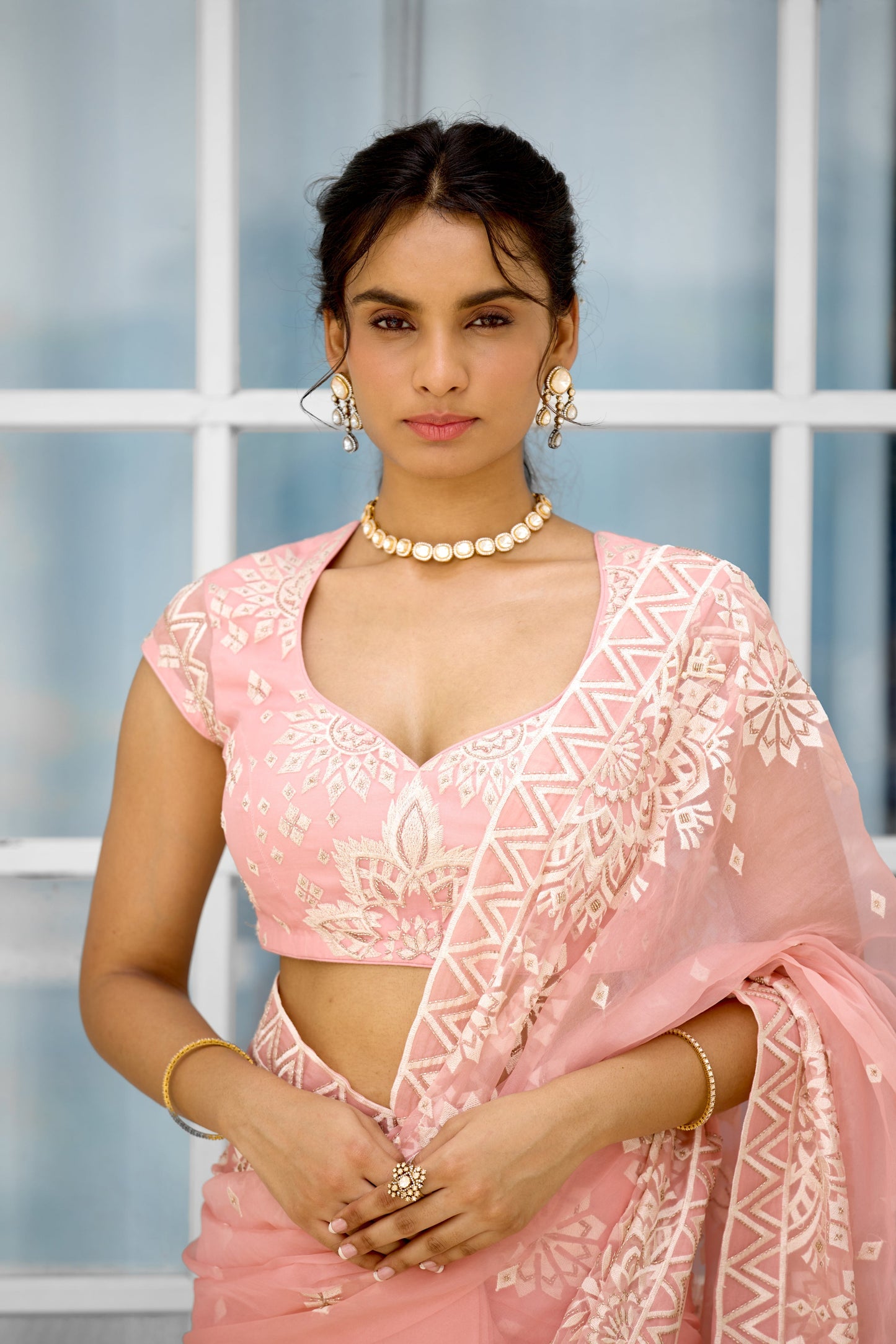Whispers of Rose Pink Women wear saree set