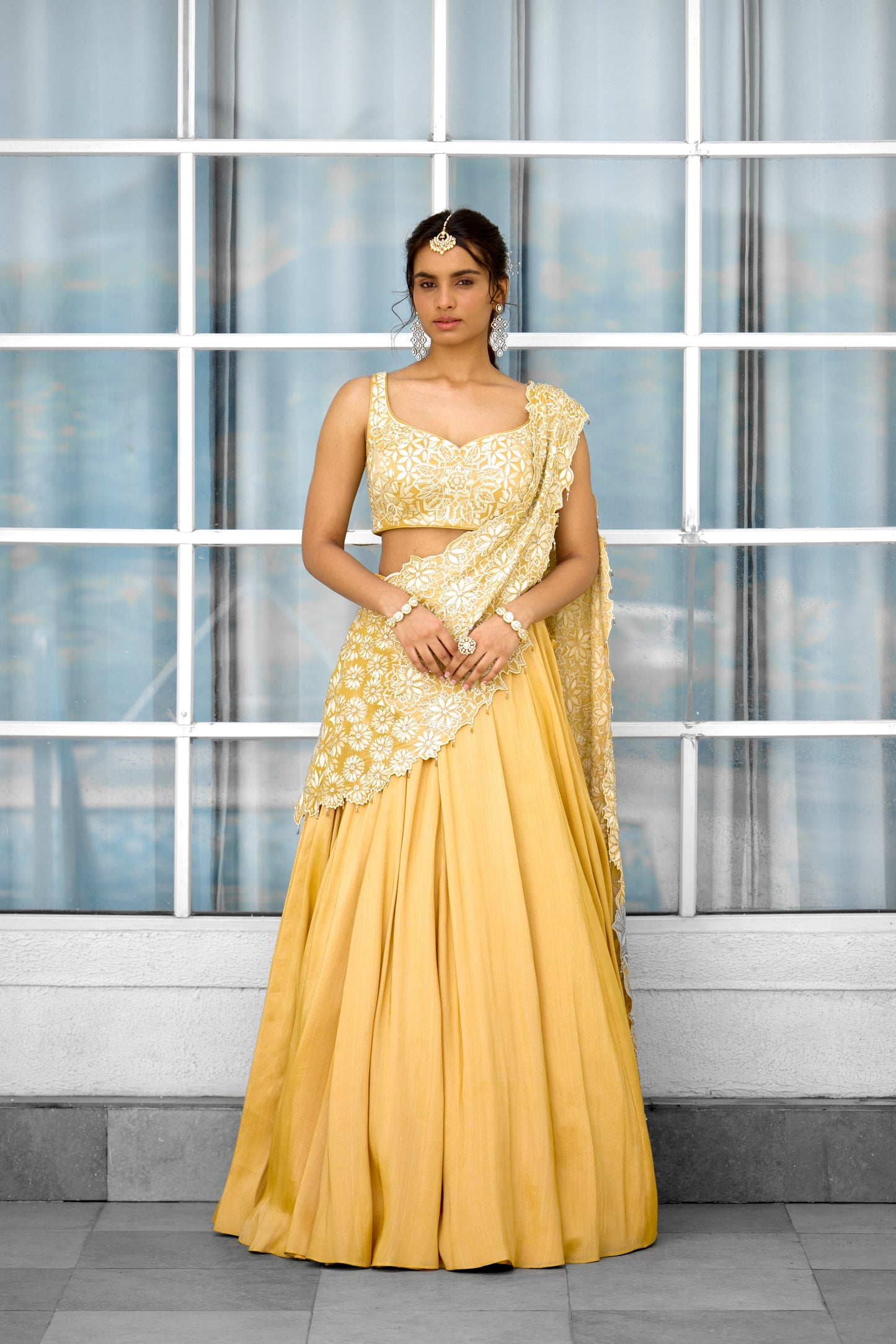 Marigold Muse Women wear Lehenga saree set