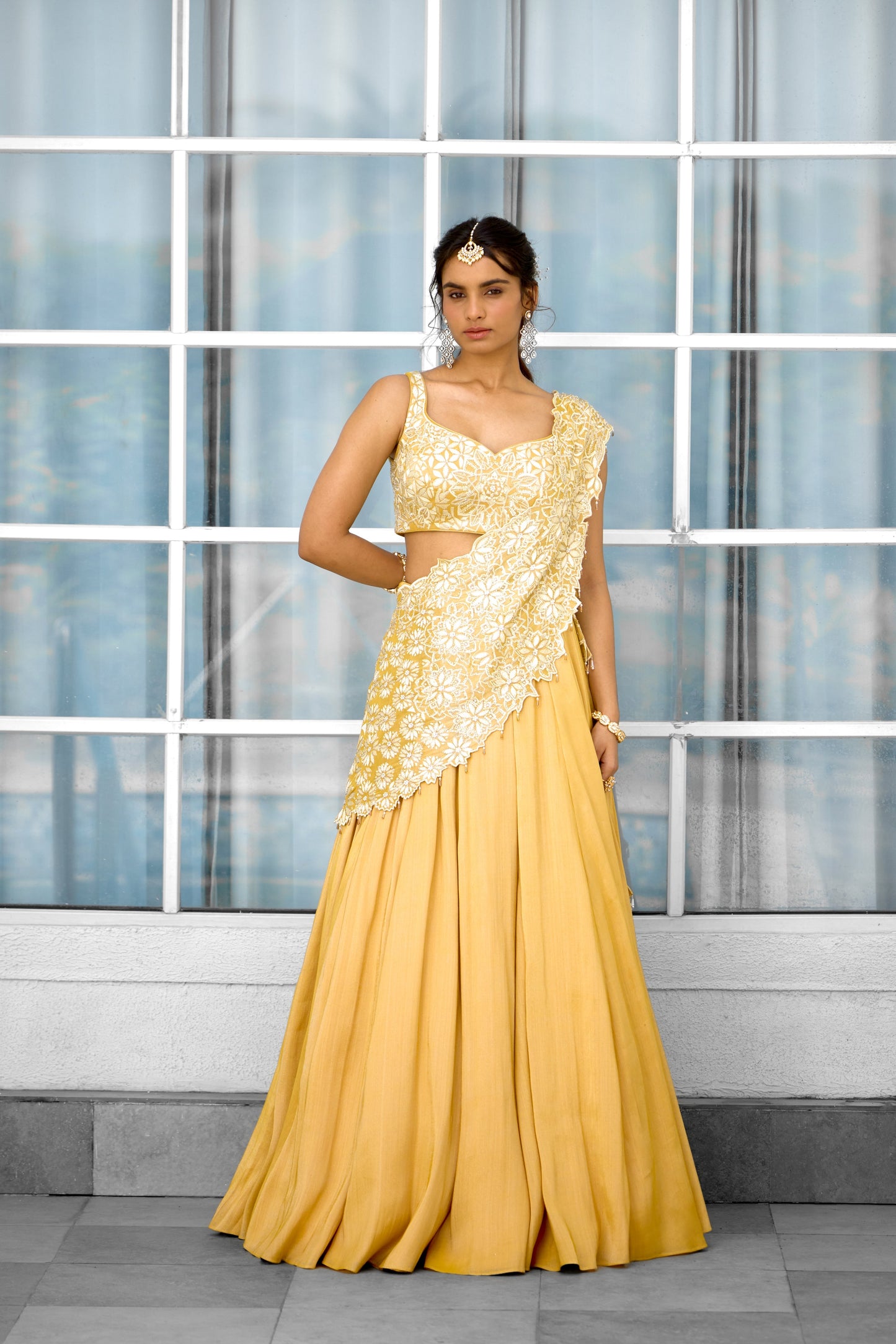 Marigold Muse Women wear Lehenga saree set