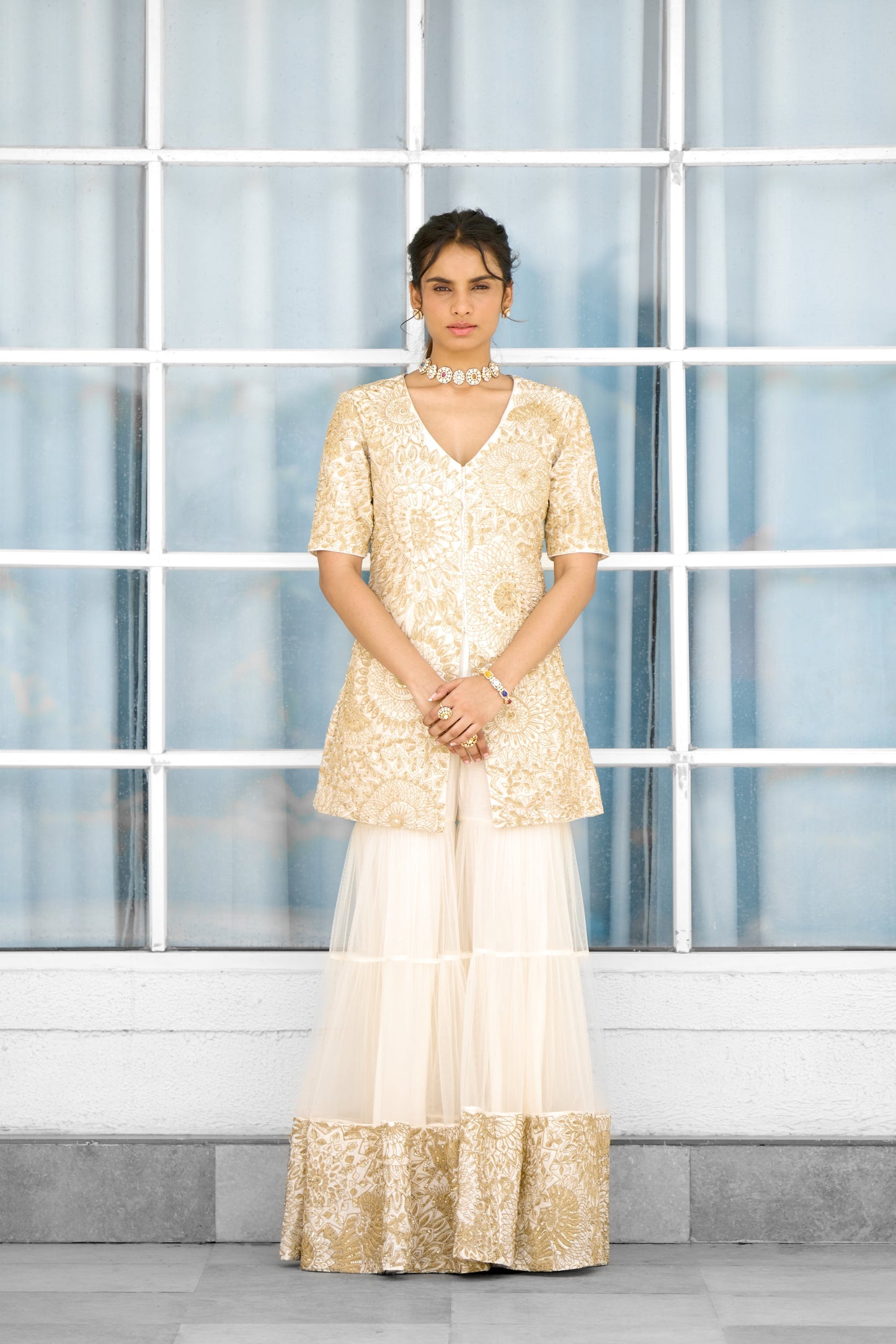 Sun Ray Women wear kurta gharara set