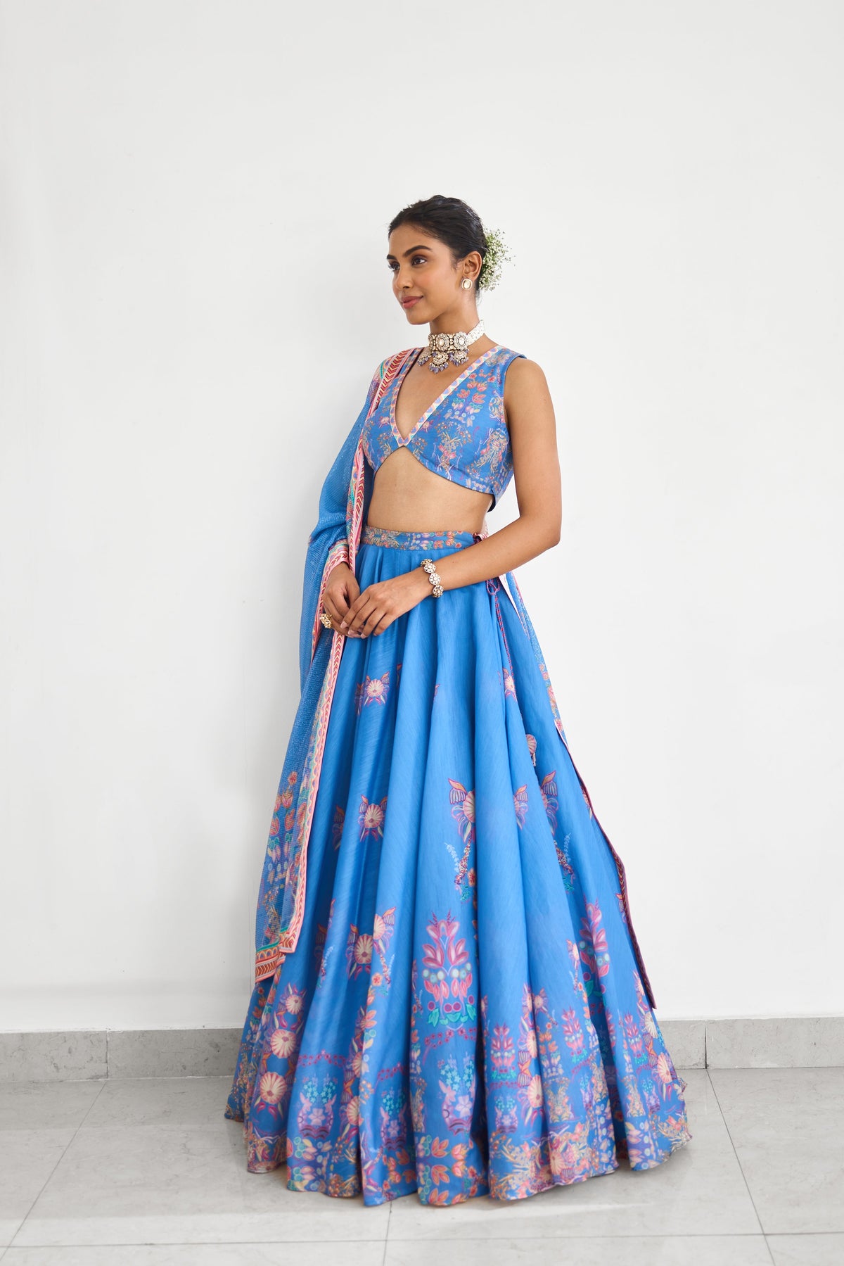Blue Haze Women wear Printed Lehenga set
