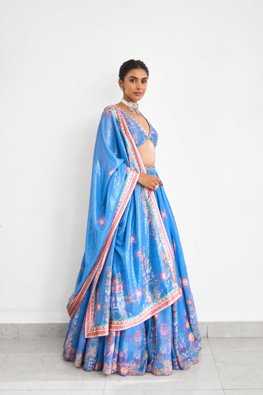 Blue Haze Women wear Printed Lehenga set