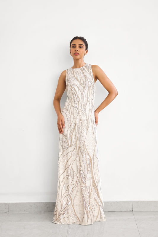 Gold Frost Women wear Embellished Gown