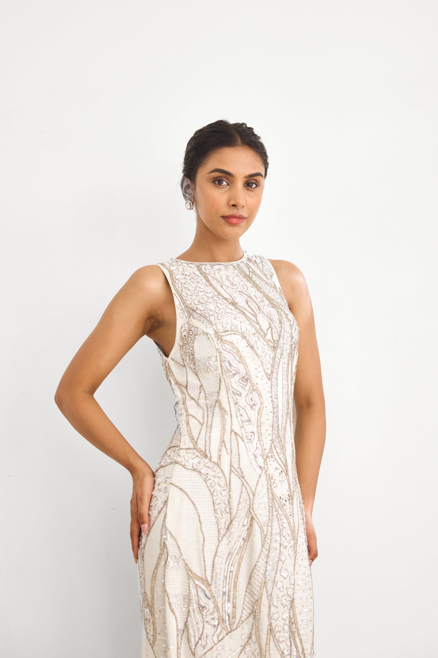 Gold Frost Women wear Embellished Gown