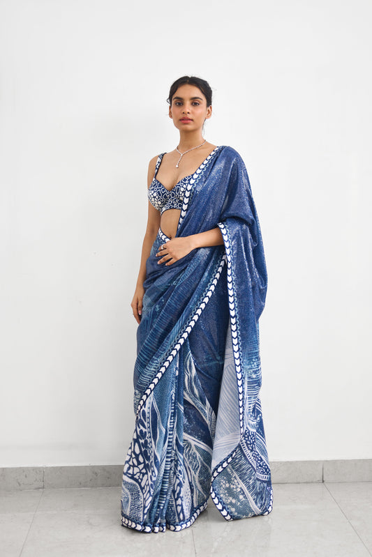 Swirl Sequence Women wear Saree set