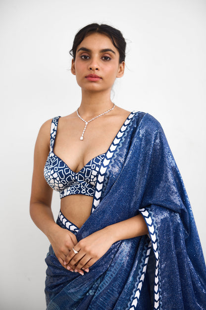 Swirl Sequence Women wear Saree set