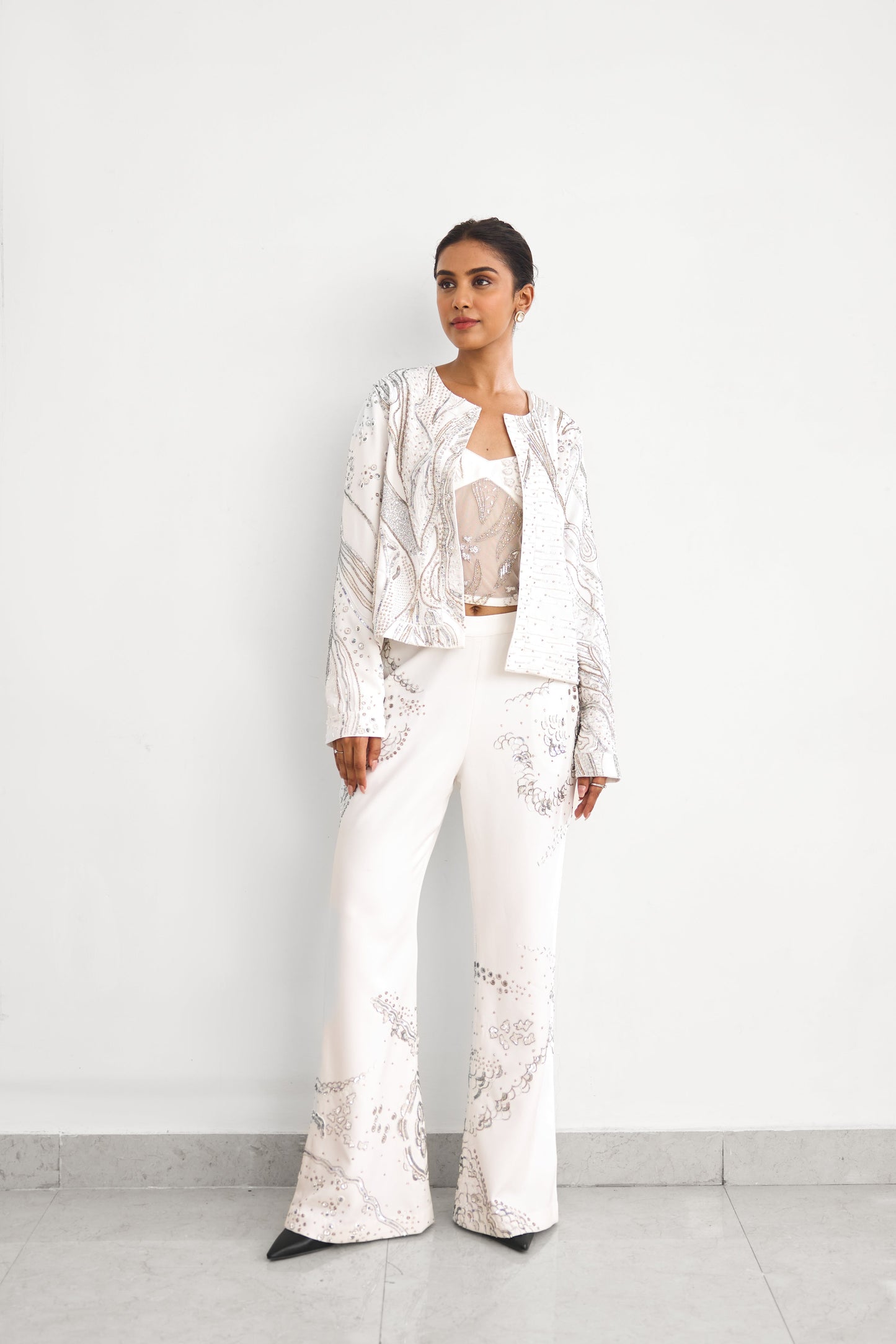 Aurora Ivory Women wear Jacket Pant Corset set