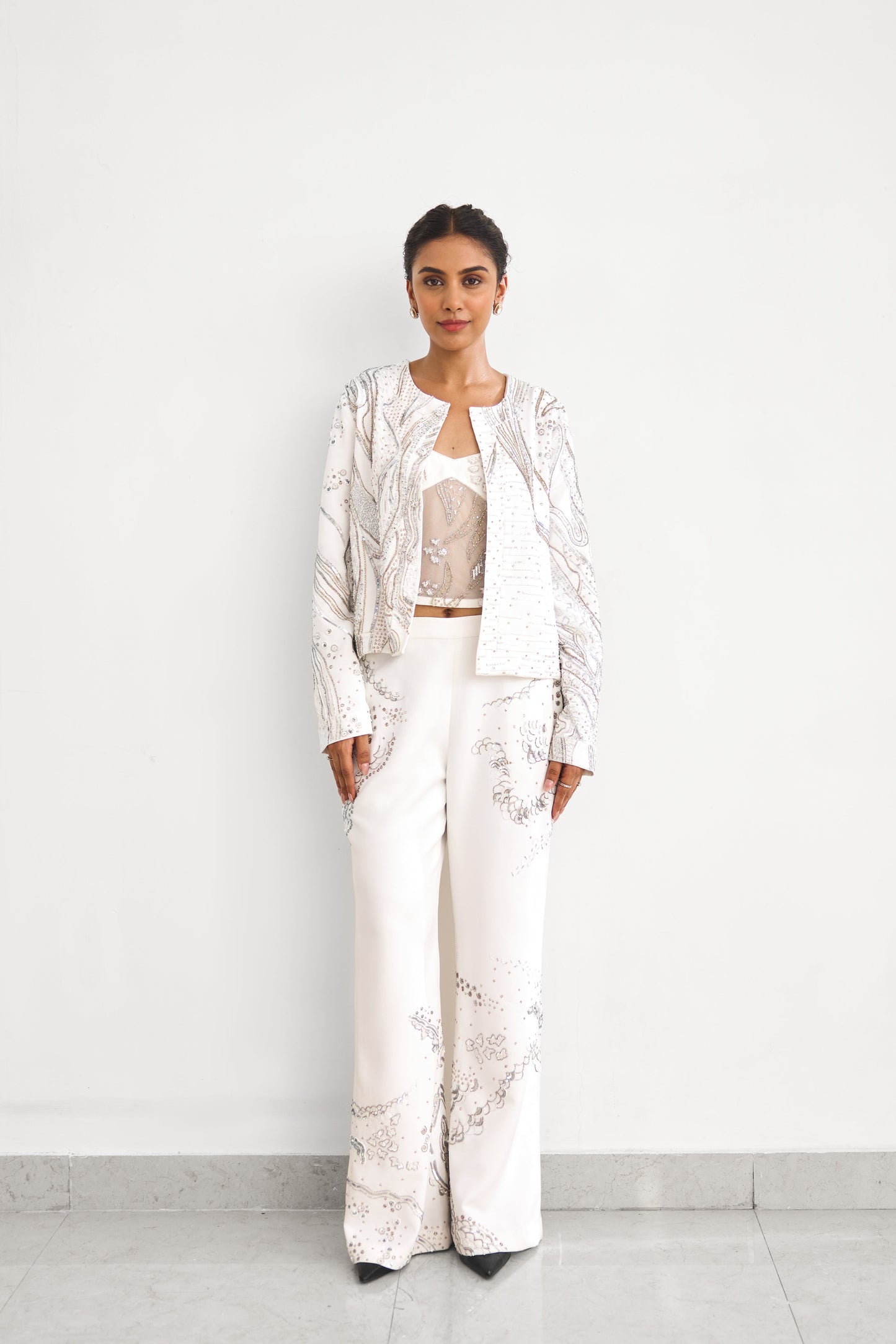 Aurora Ivory Women wear Jacket Pant Corset set