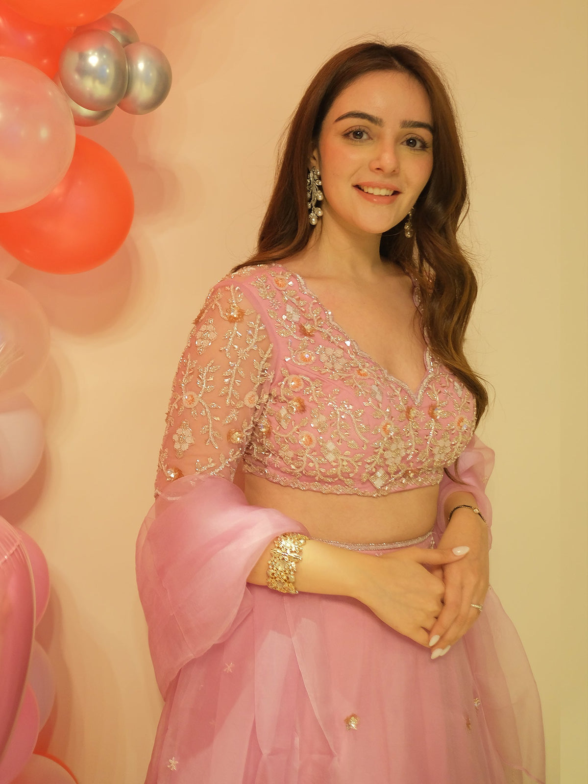 Selene Lilac Silk Organza Lehenga Set