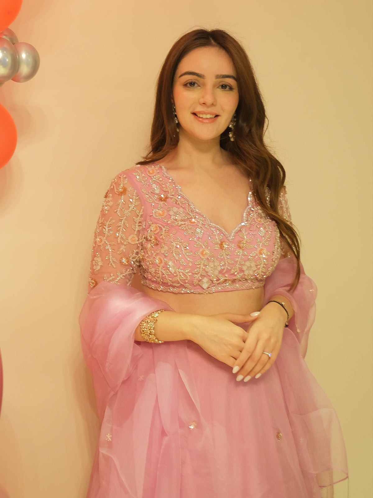 Selene Lilac Silk Organza Lehenga Set