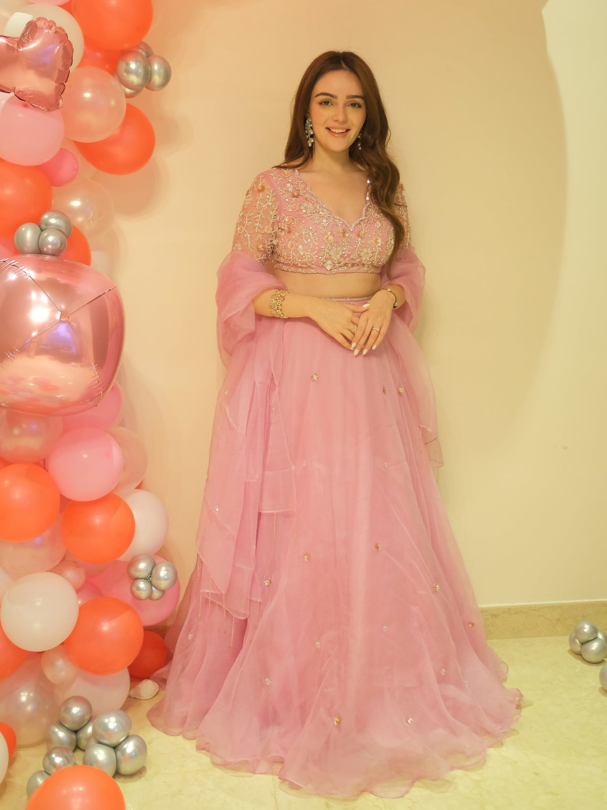 Selene Lilac Silk Organza Lehenga Set