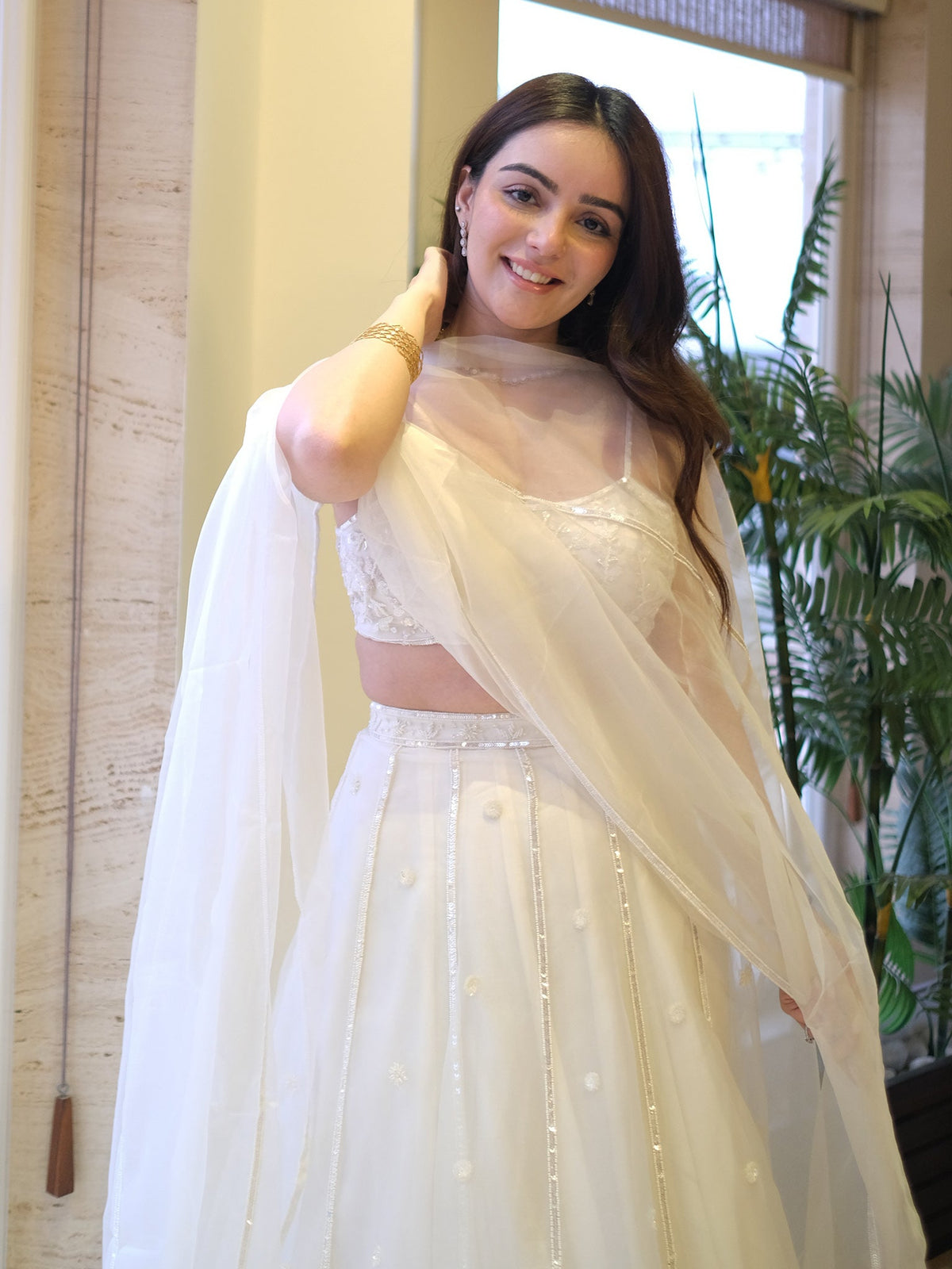 Snow White Silk Organza Lehenga Set