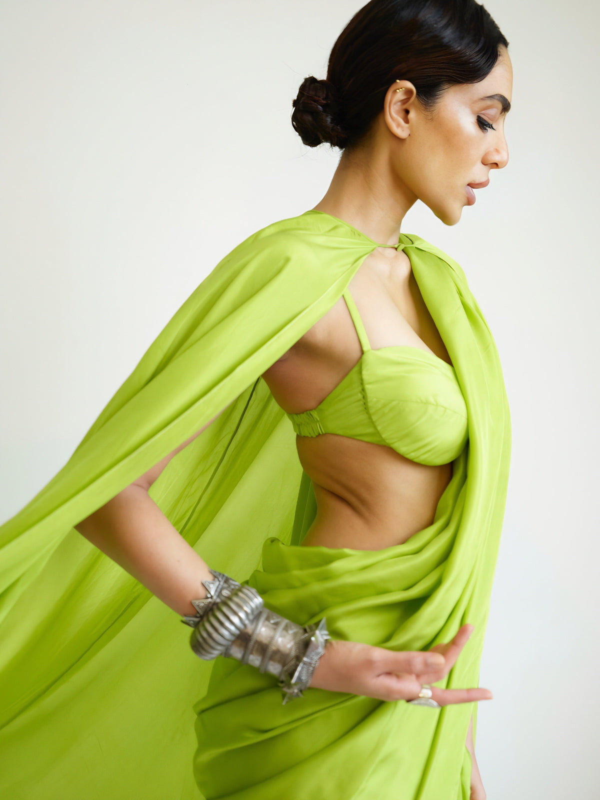 Handwoven Lime Green Silk Saree