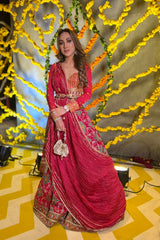 Women's Light Coral Banarasi Lehenga Set